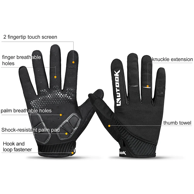 KUTOOK дышащий Велоспорт полный палец перчатки MTB противоскользящие Сенсорный экран велосипед перчатки противоударный горный велосипед перчатки для мужчин и женщин