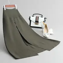 Юбка Женская Осень-Зима вязаная юбка с высокой талией евро-американская мода шикарная длинная юбка однотонная с повязками