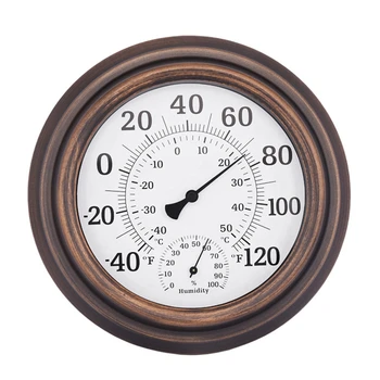 

Large Size Temperature Hygrometer Home interior Decoration Wall Type Wall Hanging Bronze Color atmosphere Fahrenheit Centigrad