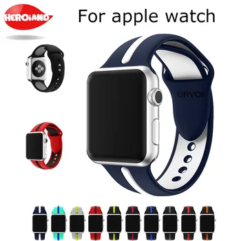 

Sport band for apple watch series 1 2 3 M L strap for Watch Soft Silicone Ultraman Replacement band with pin-and-tuck closure