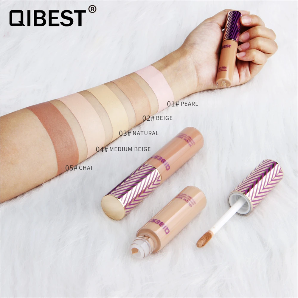 

QIBEST Concealer Liquid Foundation Makeup Waterproof Long-lasting Concealer Cream Face Contouring Pore Acne Full Cover 5 Colors