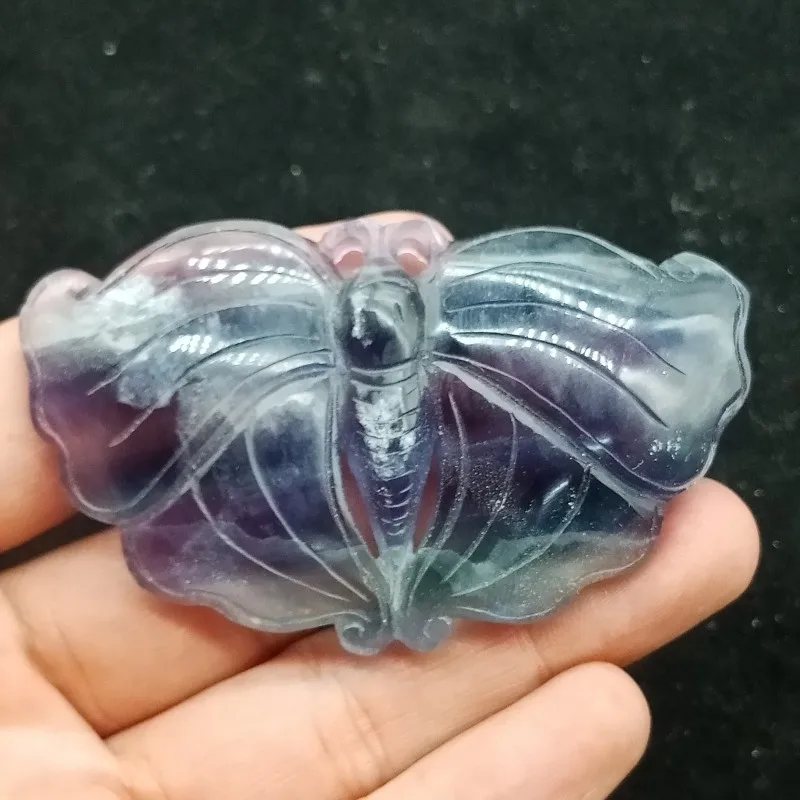 DHXYZB 70*40 мм с натуральным драгоценным камнем кристалл животных лазурит флуорspar бабочка резная минеральная флюоритовая статуя целебный подарок
