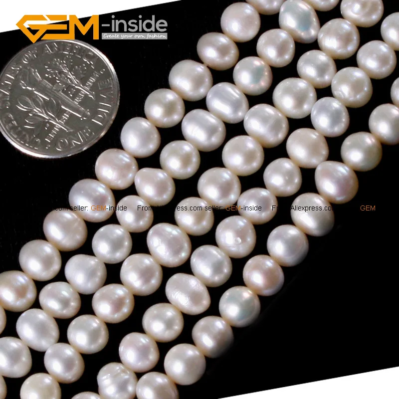 Jewelry DIY Natural Olivary Freshwater Cultured Pearl  Beads Strand 15" 5-6mm 