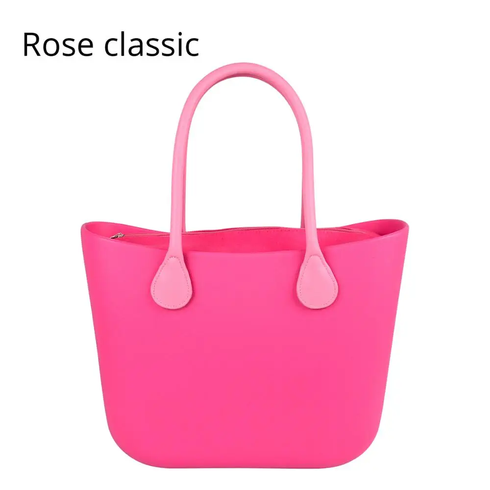 Новинка, TANQU, классическая сумка EVA со вставным внутренним карманом, цветные ручки, EVA, силиконовая резина, водонепроницаемая женская сумка, стиль obag - Цвет: rose