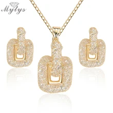 Mytys Nuevo Diseño de Malla De Alambre de Joyas de Cristal para Las Mujeres Pendientes de Gota de Cristal de Red de Malla de Alambre Collar Colgante Sets CN336