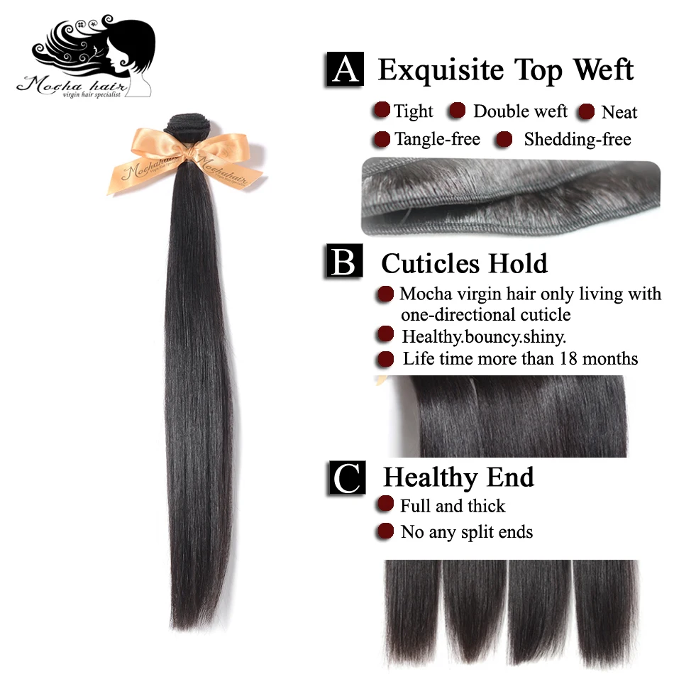 MOCHA Hair 3 bundles Brazilian Straight Virgin Hair 8\ MOCHA Hair 3 bundles Brazilian Straight Virgin Hair 8\