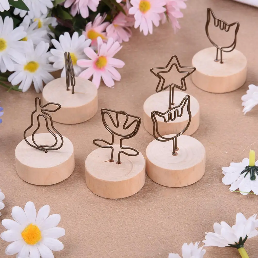 Creative Round Wooden Iron Photo Clip Memo Name Card Pendant Furnishing Articles Picture Wall Frame