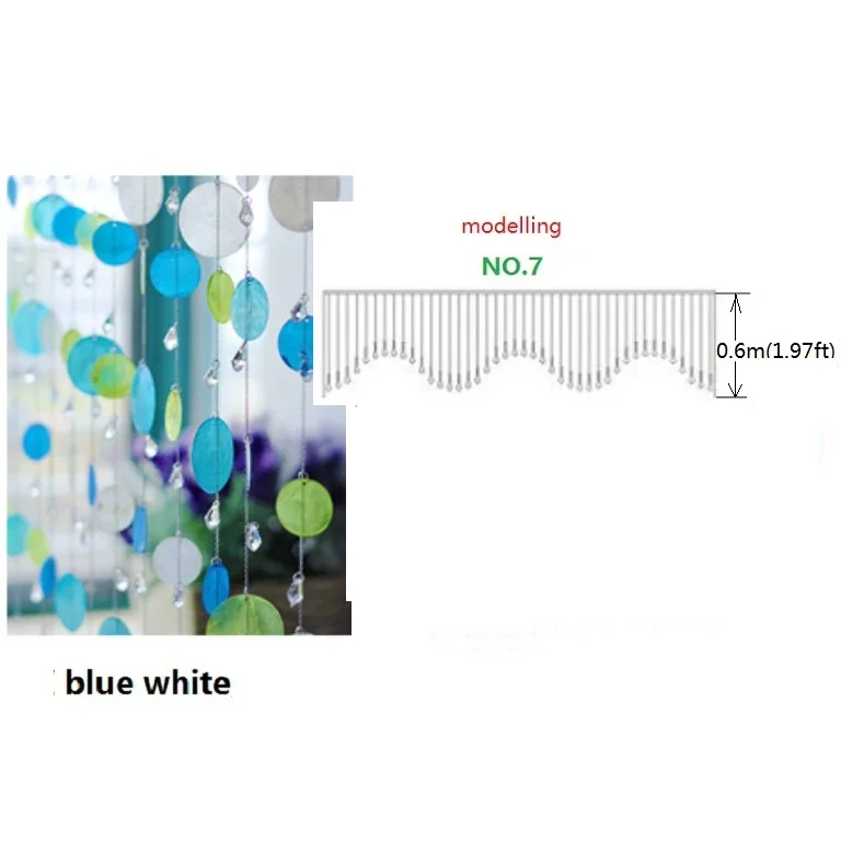 № 7 готовая занавеска 42 шт./лот, цветная оболочка, Хрустальная бусина, занавеска для двери, занавеска для крыльца, перегородка, Рождественское украшение 02 - Цвет: 42pcs blue white