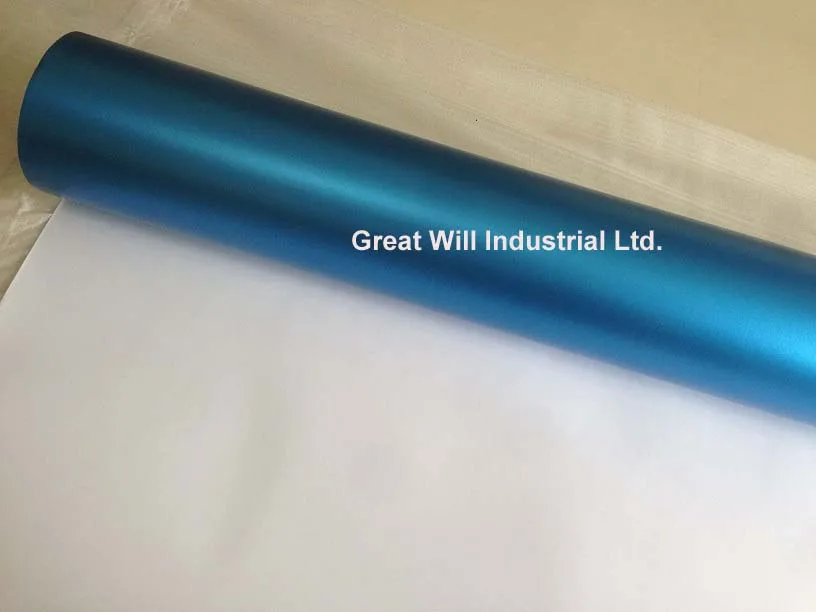 Алюминиевая Синяя атласная Хромовая виниловая пленка для обертывания с безвоздушным матовым хромовым синим покрытием для обертывания автомобиля 1,52x20 м/рулон