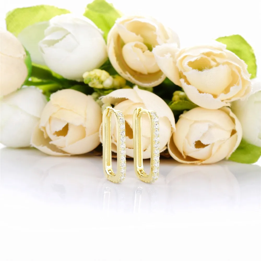 Lovecabin овальные серьги-кольца Huggie 925 пробы Серебряная Ушная манжета серьги с прозрачными камнями серьги ювелирные изделия для женщин