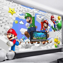 Пользовательские обои для детей. Супер Марио анимация, 3D современные фрески для гостиной диван детская комната настенные виниловые обои