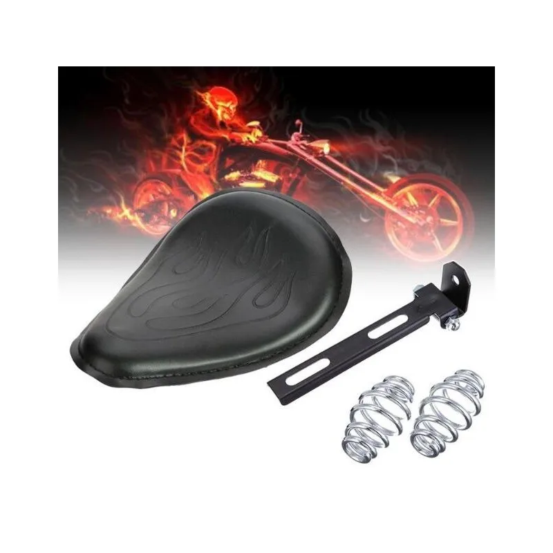 

Motocycle Black Flame Leather Solo Spring Bracket Seat For Harley Sportster XL 883 1200 48 Chopper Bobber Custom