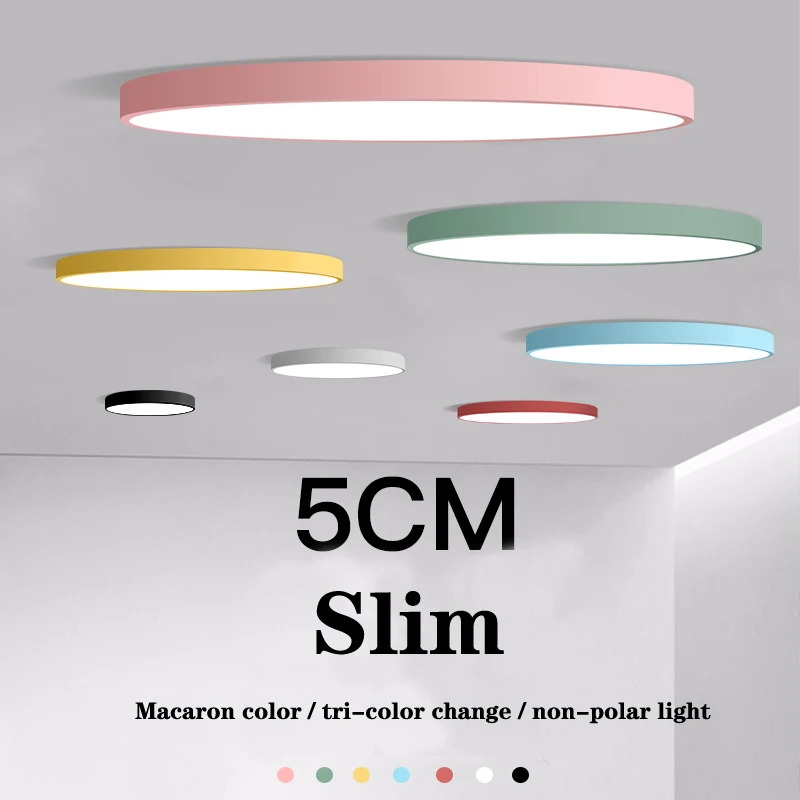 

LED Ceiling Lights for Bedroom remote control 5cm ceiling lamp for 8-20square meters modern house lighting fixture Macaroon