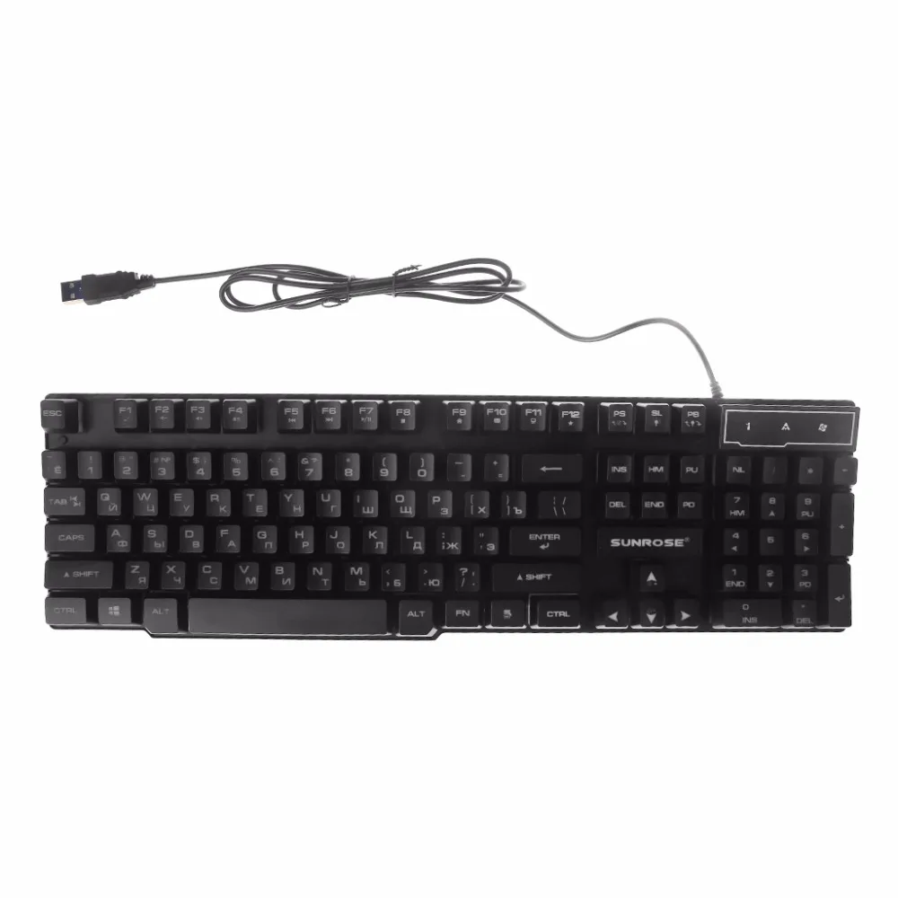 

Russian Gaming Keyboard With Colorful Backlit Keycaps Gamer For PC Games Players