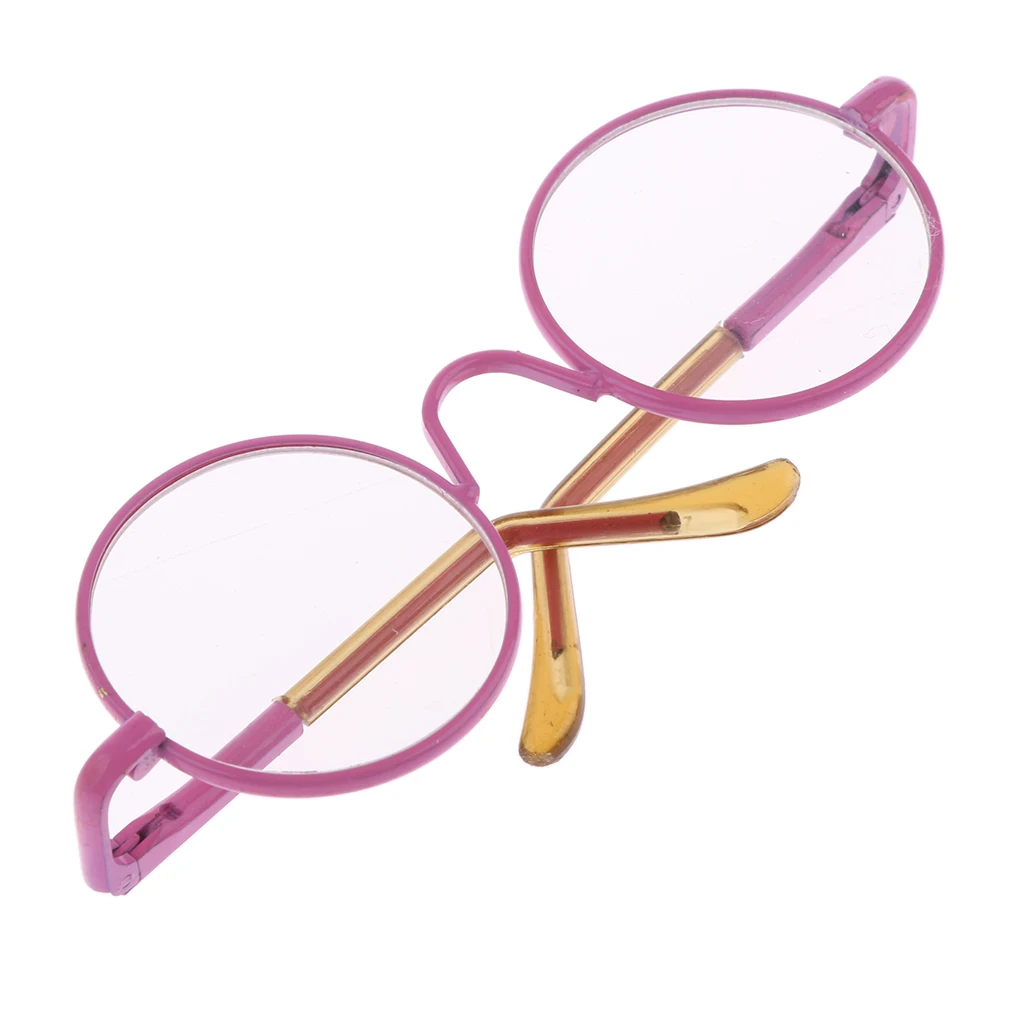 12'' Dolls 1/6 Pair Round Frame Clear Lens Glasses Eye wear For Blythe Doll Round Frame Eye Glasses Accessories Fashion