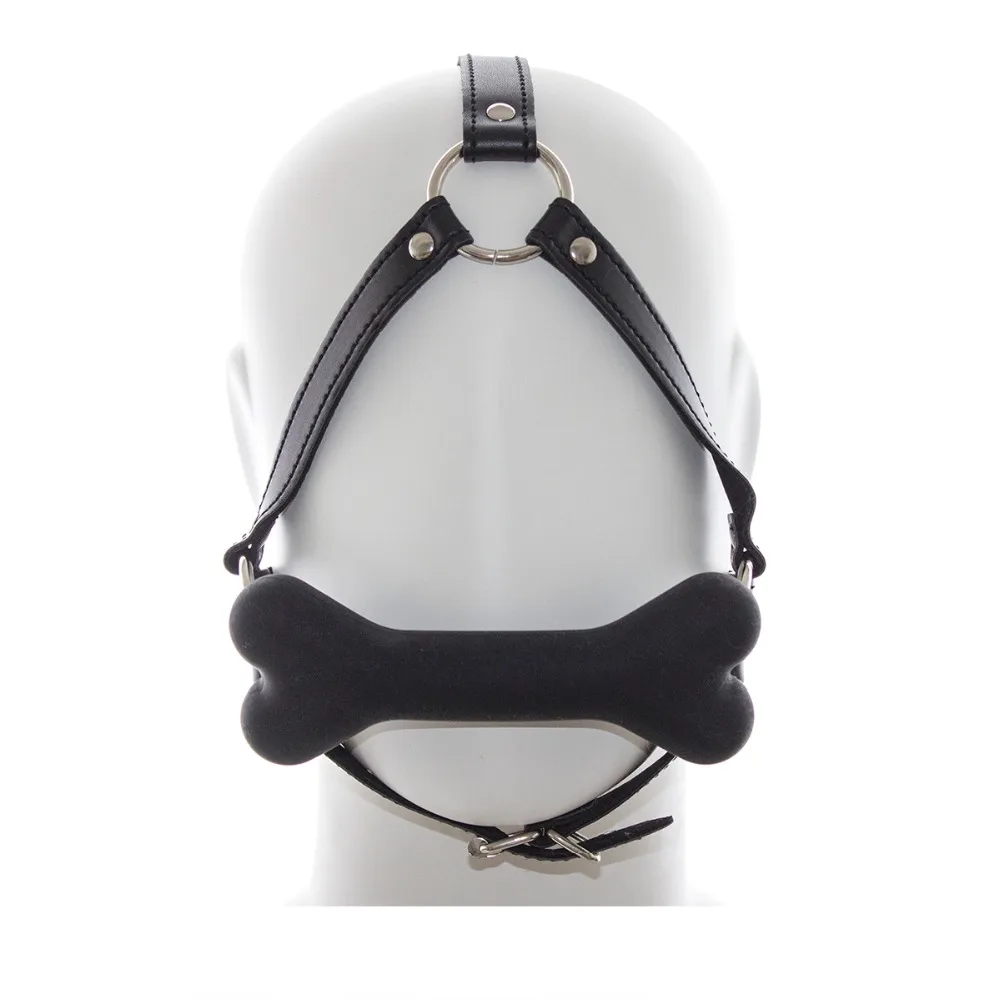 hot sale Horse mask open mouth gag black/red/pink silicone Dog bones