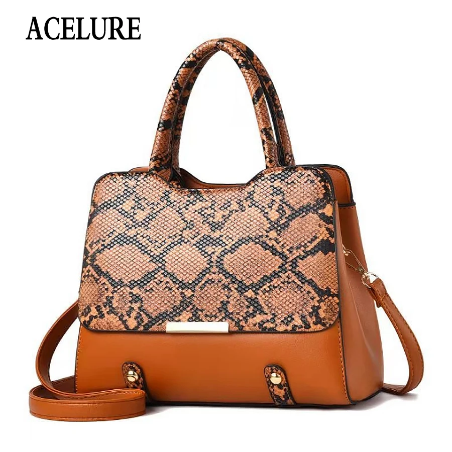 

ACELURE Fashion Woman Handbag Pu Leather Bag Female Snake Pattern Tote Quality Leather Evening Clutch Shoulder Bag Messenger Bag