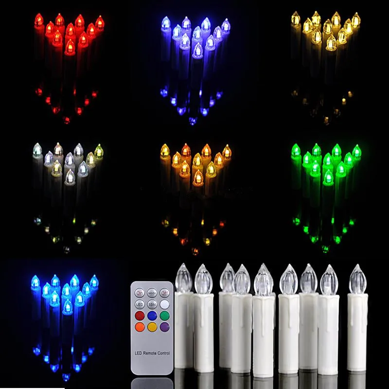 

10pcs/Lot Energy Saving LED Christmas Tree Decoration Candle Lights 12 Colors Changing For 1xAA + 18keys Infrared Remote Control