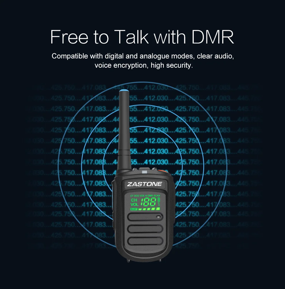 ZASTONE Mini9+ DMR цифровая аналоговая мини рация 2 Вт UHF 400-470 МГц 1500 мАч портативный двухсторонний радиопередатчик