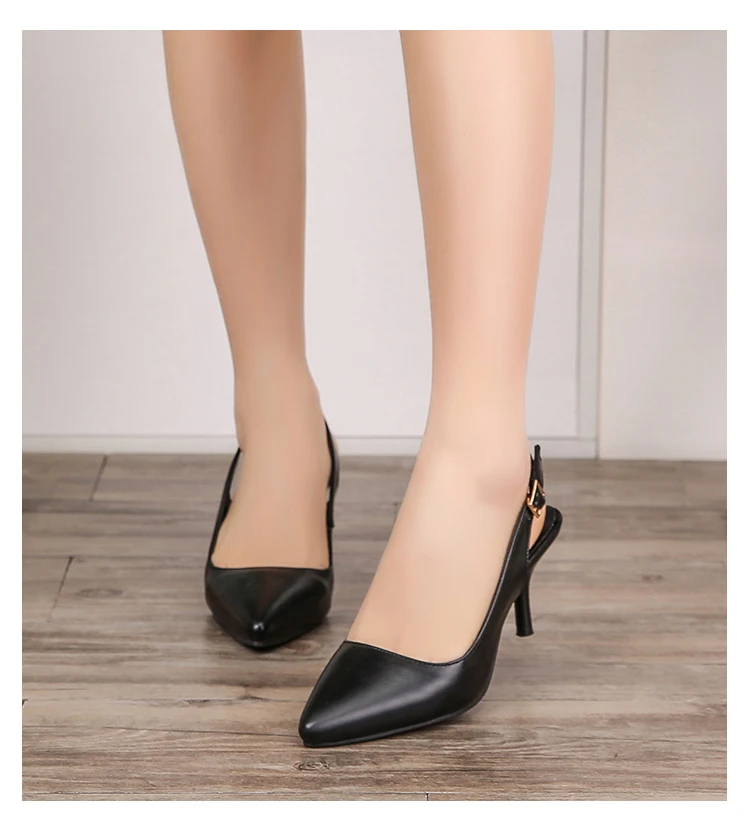Женские туфли-лодочки; высокое качество; острый носок; слинбэки с пряжкой; летние женские офисные модельные туфли; A00146