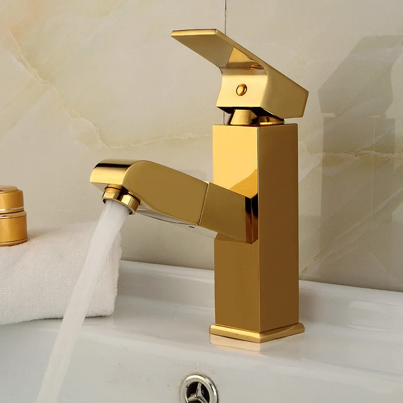 gold pull out basin faucet