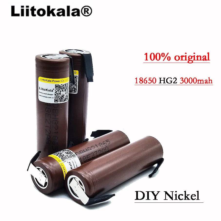 LiitoKala для HG2 18650 3000 mAh батарея 3,6 V разряда 20A выделенный+ DIY Ник
