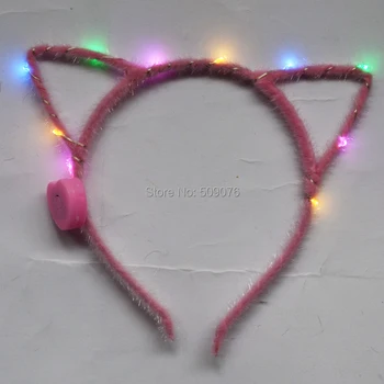 

100pcs/lot cat Ears Bunny Headband Easter flashing led bunny ears novelty decoration Hair Accessories for Party supplies