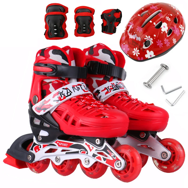 Buy 1 Set Children Inline Skate Roller Shoes Knee Hand Protector Gear Helmet