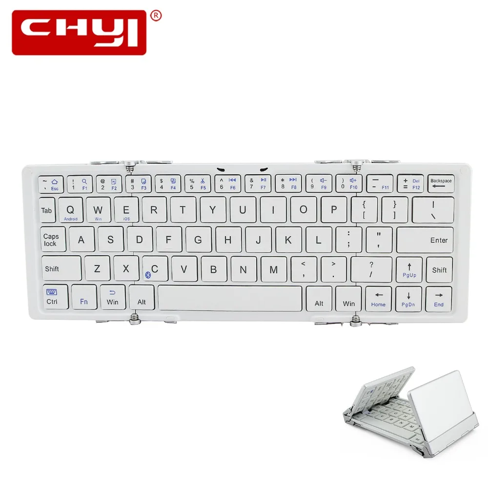 

CHYI Portable Folding Bluetooth Keyboard Wireless Foldable Keyboard BT Aluminum Mini Keypad For Iphone Ipad Android PC Tablet