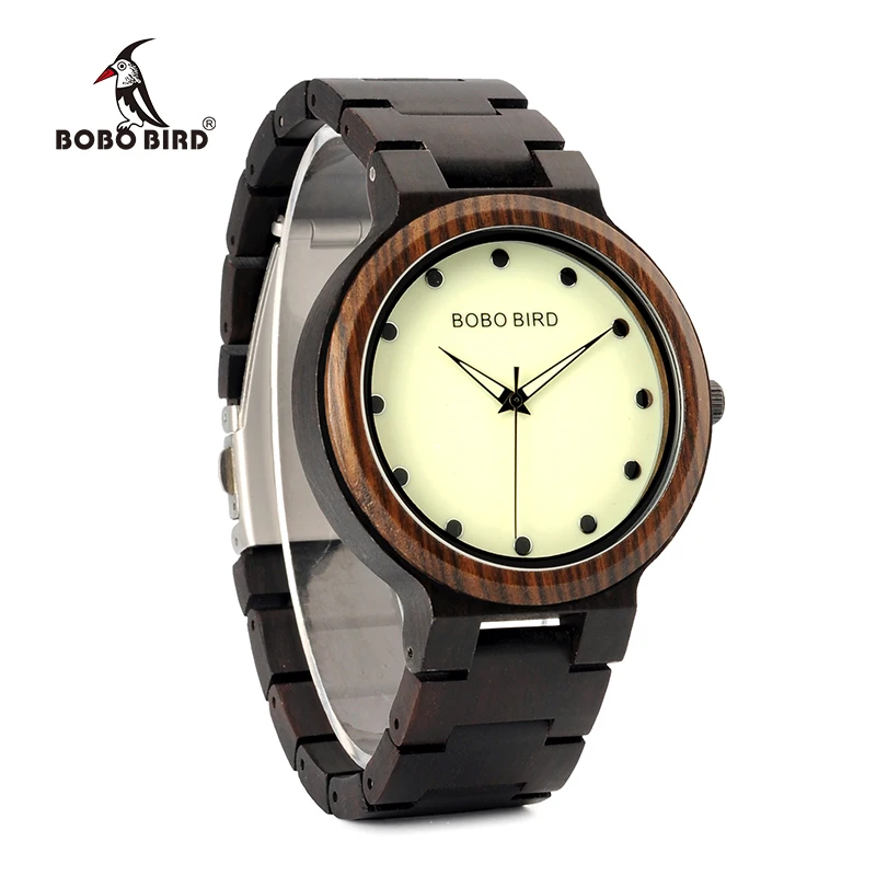 BOBO BIRD WP04 Wood Watch for Men with Luminous Hands Dial Face Brand Design Quartz Watches Two-tone Wooden Drop Shipping