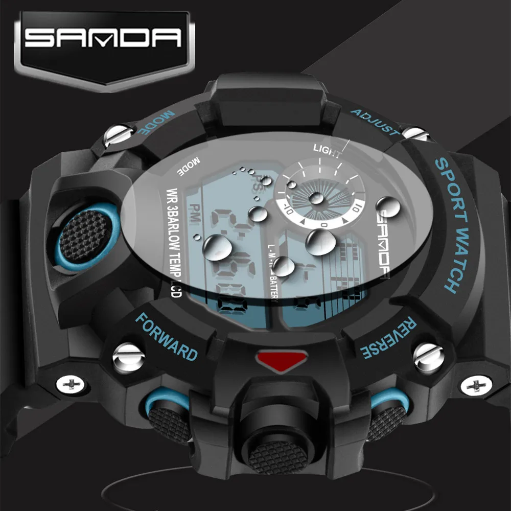 Sanda Mens Watches Top Brand Luxury LED Digital Military Sports Watches For Men Wristwatches Clock Men