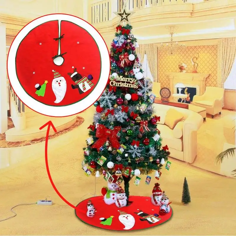 

90cm Red Christmas Tree Skirt Apron Xmas Ornament Home Party Decoration
