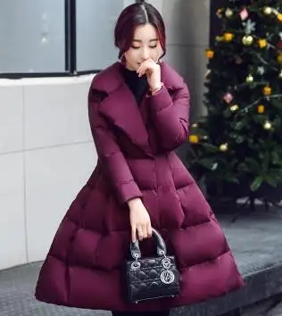 Новинка зимы, модное длинное пальто для женщин, плотное, длинный рукав, супер теплая куртка, хлопок, мягкая молния, большой размер, пальто, OK243 - Цвет: purple red
