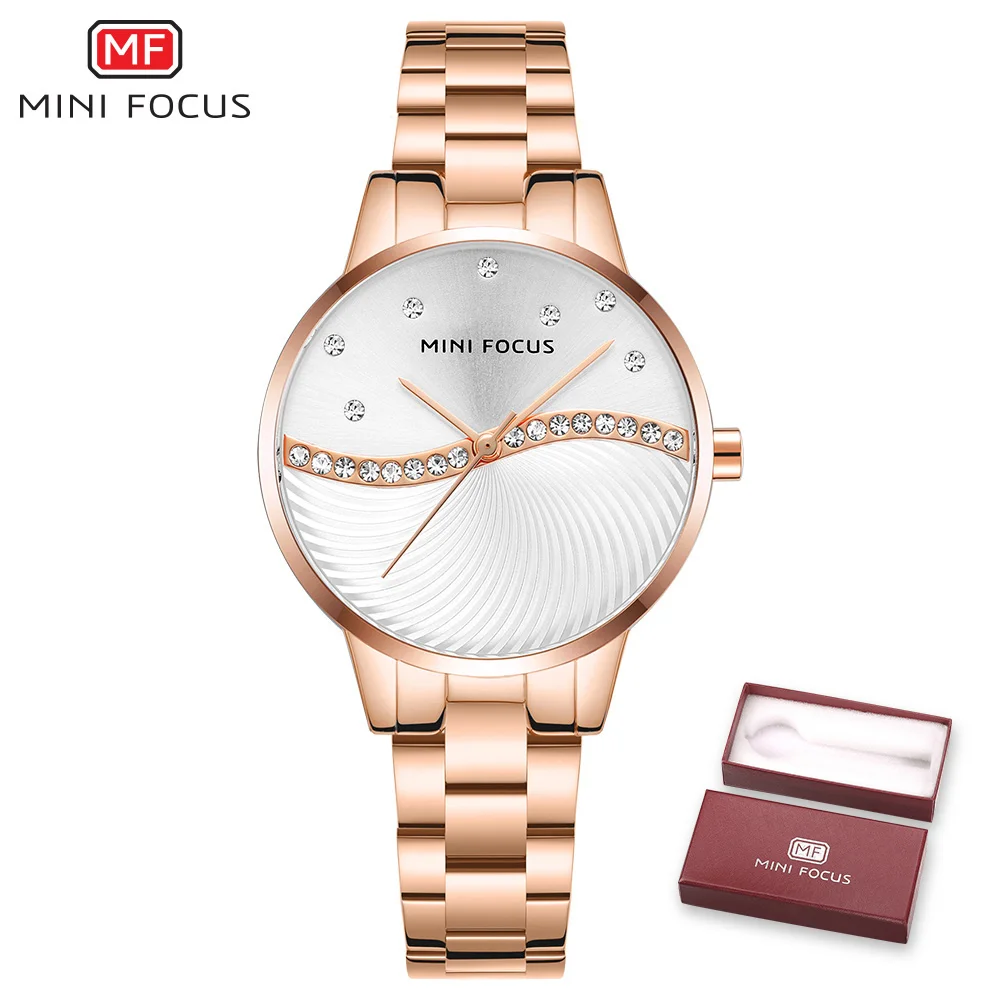 Мини-фокус Relogio Feminino женские часы лучший бренд класса люкс розовое золото женские часы-браслет для дам Наручные часы Montre Femme - Цвет: Rose gold white s