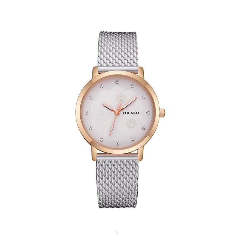 

Famous Brand Yolake New Fashion Light Ladies Quartz Watch Diamond Printed Student Watch Mesh Strap Girl Watch Female Watch Time