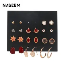 11 пар/компл. смешанные Bijoux(украшения своими руками) с украшениями в виде кристаллов и цветов серьги-гвоздики в форме комплект для женщин: Boucle D'oreille Ювелирные изделия Ослепительная опаловые Серьги Brincos, можно носить