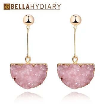 

Bijoux Semicircle Fake StoneWedding Druzy Resin Earrings Drop Earrings For Women Jewelry Statement Pendientes Mujer Moda 2019