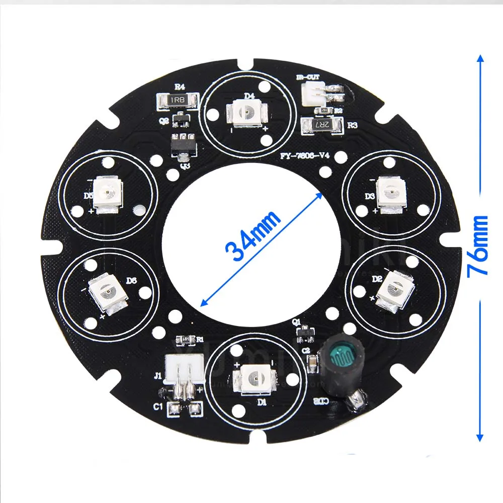 Yumiki шт. 6 светодио дный шт. Массив LED IR 20-50 м DC12V Размер 90 печатная плата 76x34 мм инфракрасное ночное видение для камеры видеонаблюдения