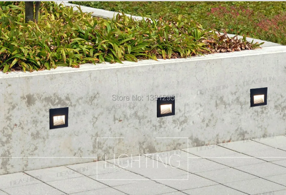 Lâmpada da Escada de Parede ao ar Livre Passo Praça Impermeável Footlight Recesso Laminado Piso Terraço Iluminação Branco Preto Led Luz Ip65 17 High Quality Luzes e Iluminação