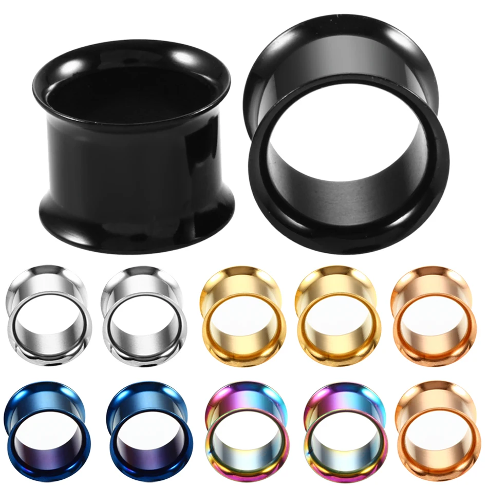 Ear Piercing Jewelry 1Pair 316l Surgical Steel Anodized Threaded Double Flared Hollow Screw Ear Flesh Tunnel Plugs Expander Gauge Body Jewelry