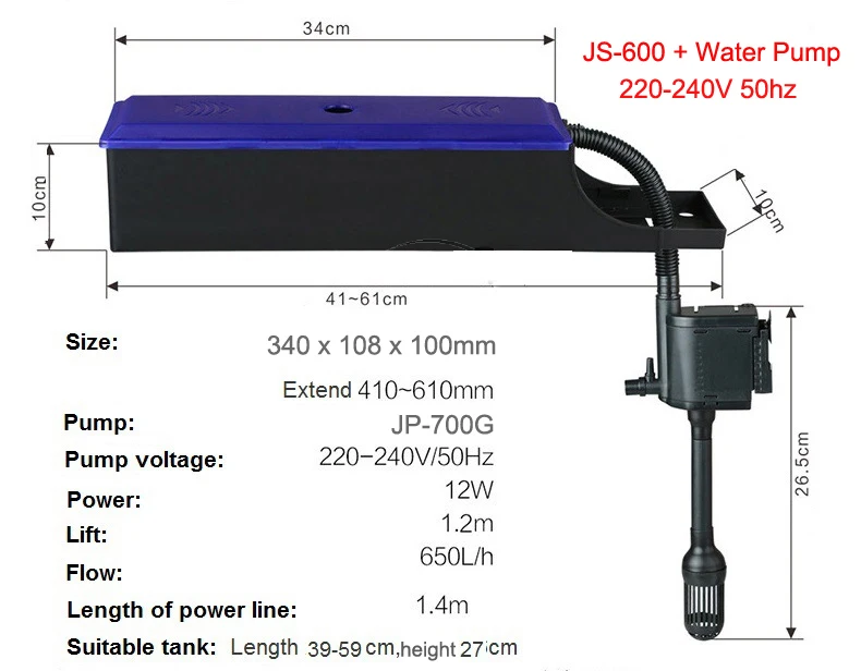 Sunsun 110-240 В JS 400/600 аквариумный верхний фильтр ультра-тихий погружной насос циркуляционный насос для аквариума внешний фильтр коробка - Цвет: JS600 with Pump 220V