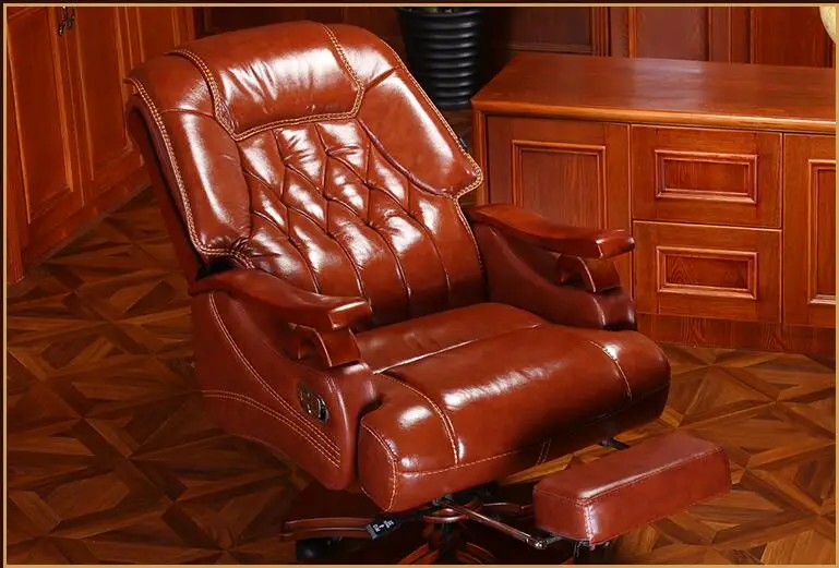 Leather boss chair massage reclining office chair home computer chair swivel chair leather chair.