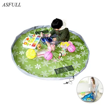 

ASFULL New Portable Kids Toy Storage Bag and Play Mat Lego Toys Organizer Bin Box Fashion Practical for Storage Bags