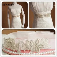 Створки пояса с Потрясающие бисером Свадебные ремни для невесты элегантные свадебное платье аксессуары пригородам strass mariage SBE14