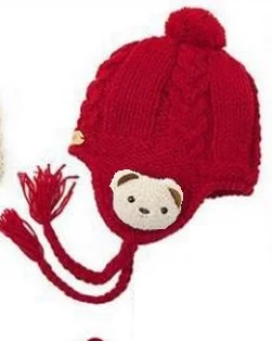 Медведь шерсть вязаная детская шапка детские головные уборы для мальчика шапочки для девочек зимняя шапка ухо детское ведро шляпа Bebes Младенческая шапка Bonet - Цвет: 1