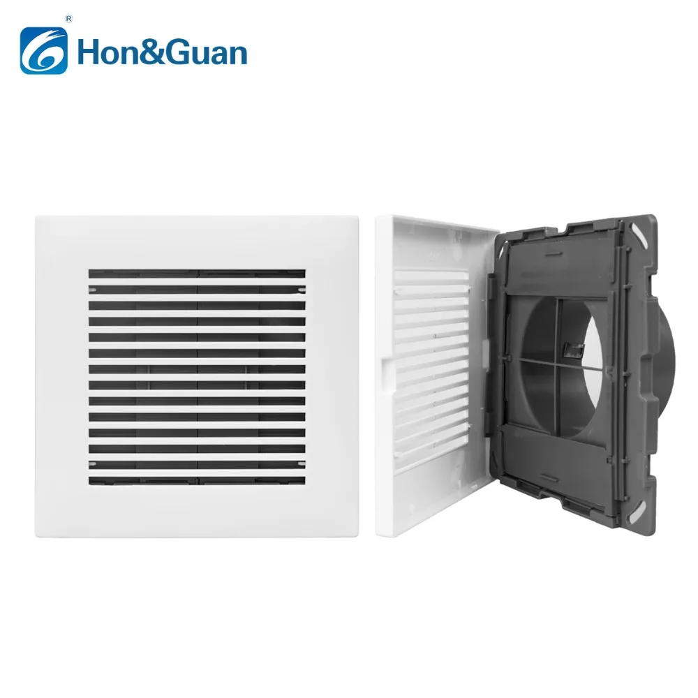 Hon&Guan 3''~4'' Square Air Vent, ABS Grille Cover White Soffit Vent for Bathroom Office Kitchen Ventilation(185mm*185mm