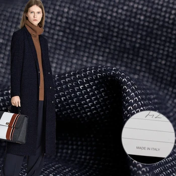 

Pearlsilk Made in Italy Thicken Knitted Wool Navy Blue double-side materials Winter overcoat DIY clothes fabrics
