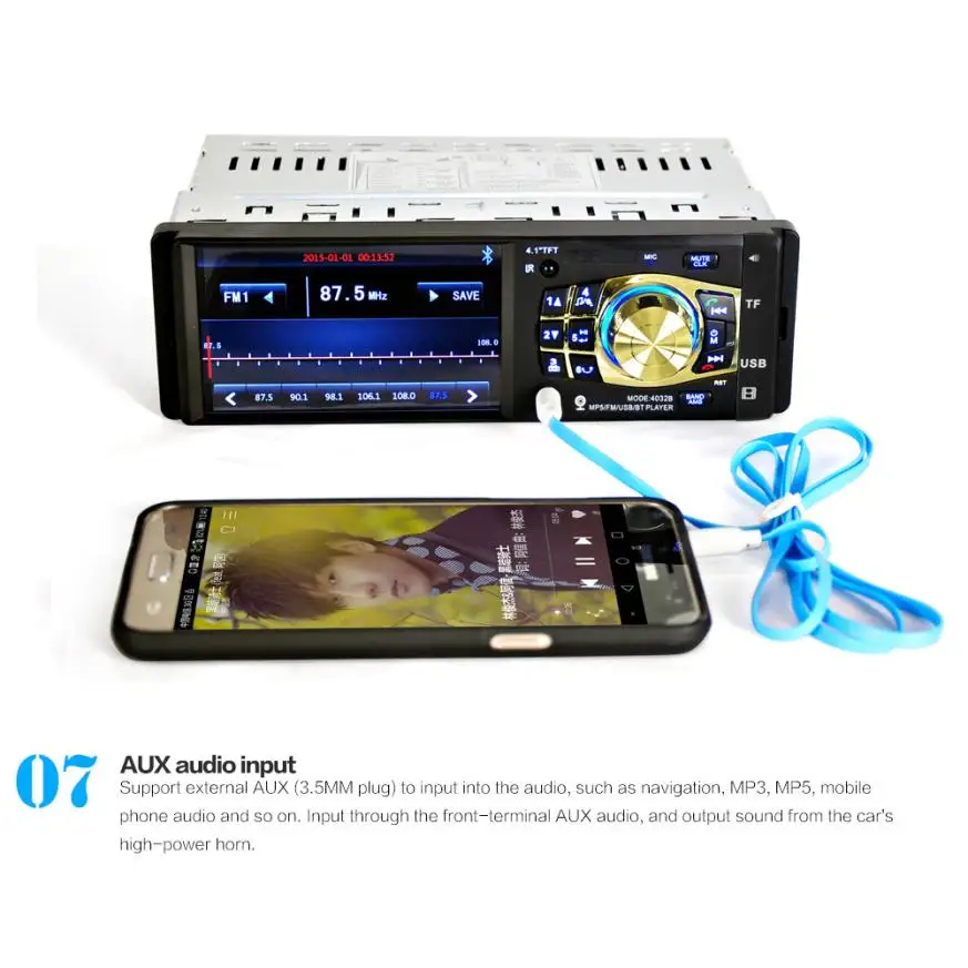 Автомагнитола Bluetooth стерео аудио Bluetooth Handsfree FM Aux вход приемник SD USB MP3 jul6