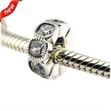 DIY Подходит Пандора браслеты амулеты подушки с прозрачными фианитами серебряные бусины 925 пробы