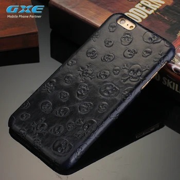 

GXE Original Natural Real Genuine Cow Leather Cases For iPhone 7 6 6S Plus 5 5S SE Cell Phone Luxury 3D Pirate Skull Back Cover